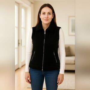 Ralph Lauren LRL black label faux shearling suade moto vest punk woman LG